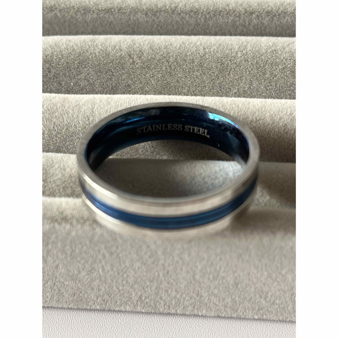 メンズ　指輪　リング　ブルー/シルバー　ステンレス素材　23号 メンズのアクセサリー(リング(指輪))の商品写真