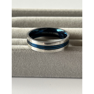 メンズ　指輪　リング　ブルー/シルバー　ステンレス素材　23号(リング(指輪))