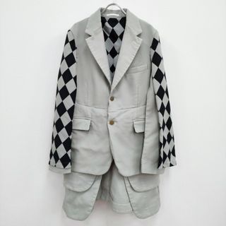 コムデギャルソンオムプリュス(COMME des GARCONS HOMME PLUS)のCOMME des GARCONS HOMME PLUS ハーレクインチェック レイヤード 縮絨 ジャケット 23SS コムデギャルソンオムプリュス【中古】4-0128M♪(テーラードジャケット)