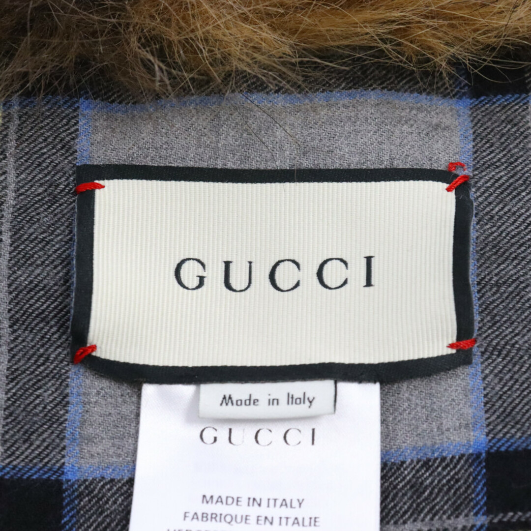 Gucci(グッチ)のGUCCI グッチ GG フェイクファー ウールチェック ブランケット ブラウン 555440 メンズのアクセサリー(その他)の商品写真