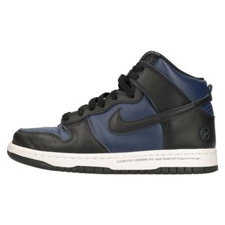 ナイキ(NIKE)のNIKE ナイキ ×FRAGMENT DESIGN DUNK HIGH CITY PACK MIDNIGHT NAVY DJ0383-400 フラグメントデザイン ダンクハイ ハイカットスニーカー ブラック/ネイビー US6.5/24.5cm(スニーカー)