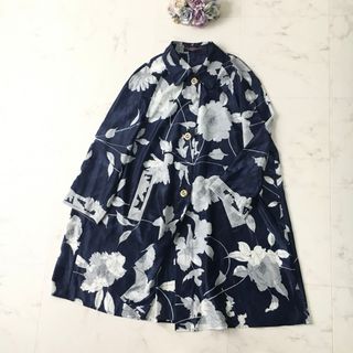 VERYboutique極美品 LEONARD 美しい花柄 カンカン キャミワンピース ネイビー M