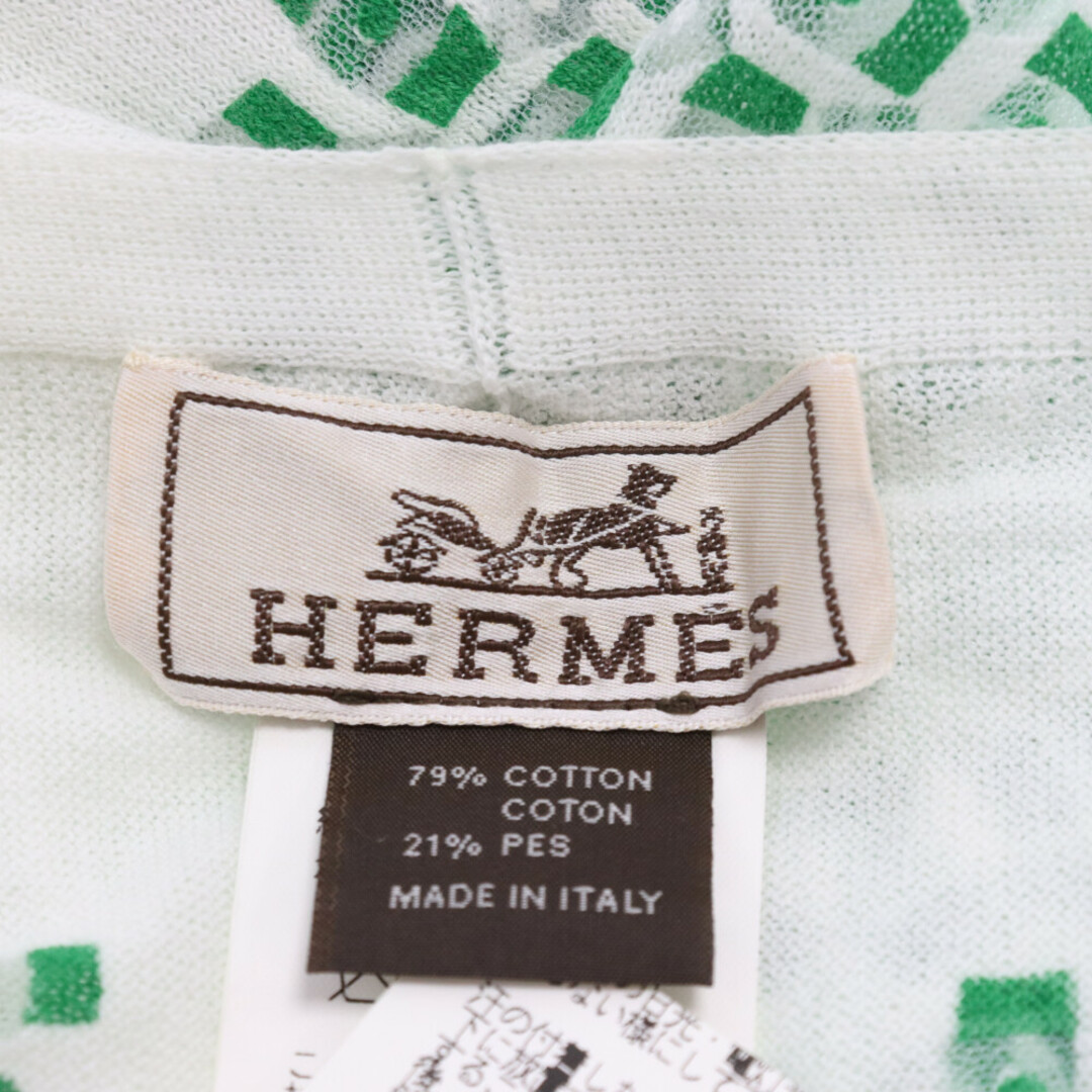 Hermes(エルメス)のHERMES エルメス コットンポリ 総柄スヌード ホワイト/グリーン メンズのアクセサリー(その他)の商品写真