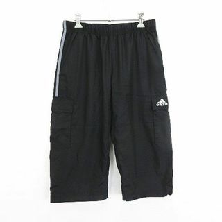 アディダス(adidas)のアディダス カーゴパンツ クロップド ライン ロゴ 裏メッシュ L ブラック(その他)