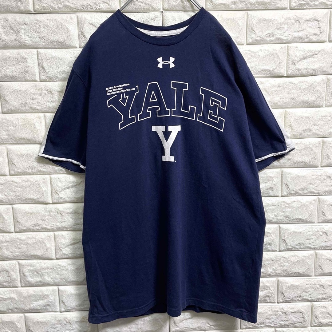 UNDER ARMOUR(アンダーアーマー)のアンダーアーマー　YALE イエール大学　プリント Tシャツ　メンズLサイズ相当 メンズのトップス(Tシャツ/カットソー(半袖/袖なし))の商品写真