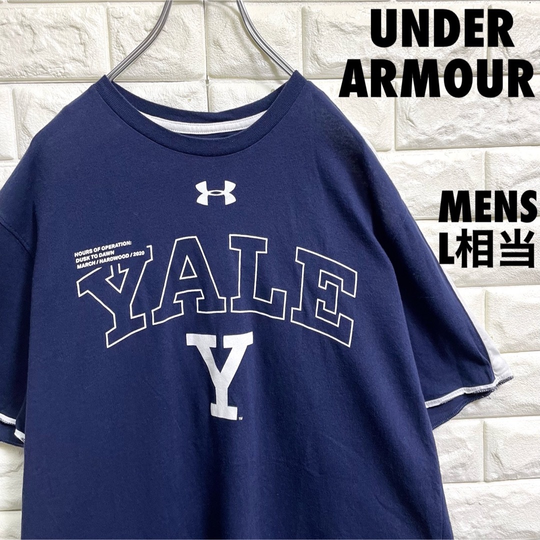 UNDER ARMOUR(アンダーアーマー)のアンダーアーマー　YALE イエール大学　プリント Tシャツ　メンズLサイズ相当 メンズのトップス(Tシャツ/カットソー(半袖/袖なし))の商品写真