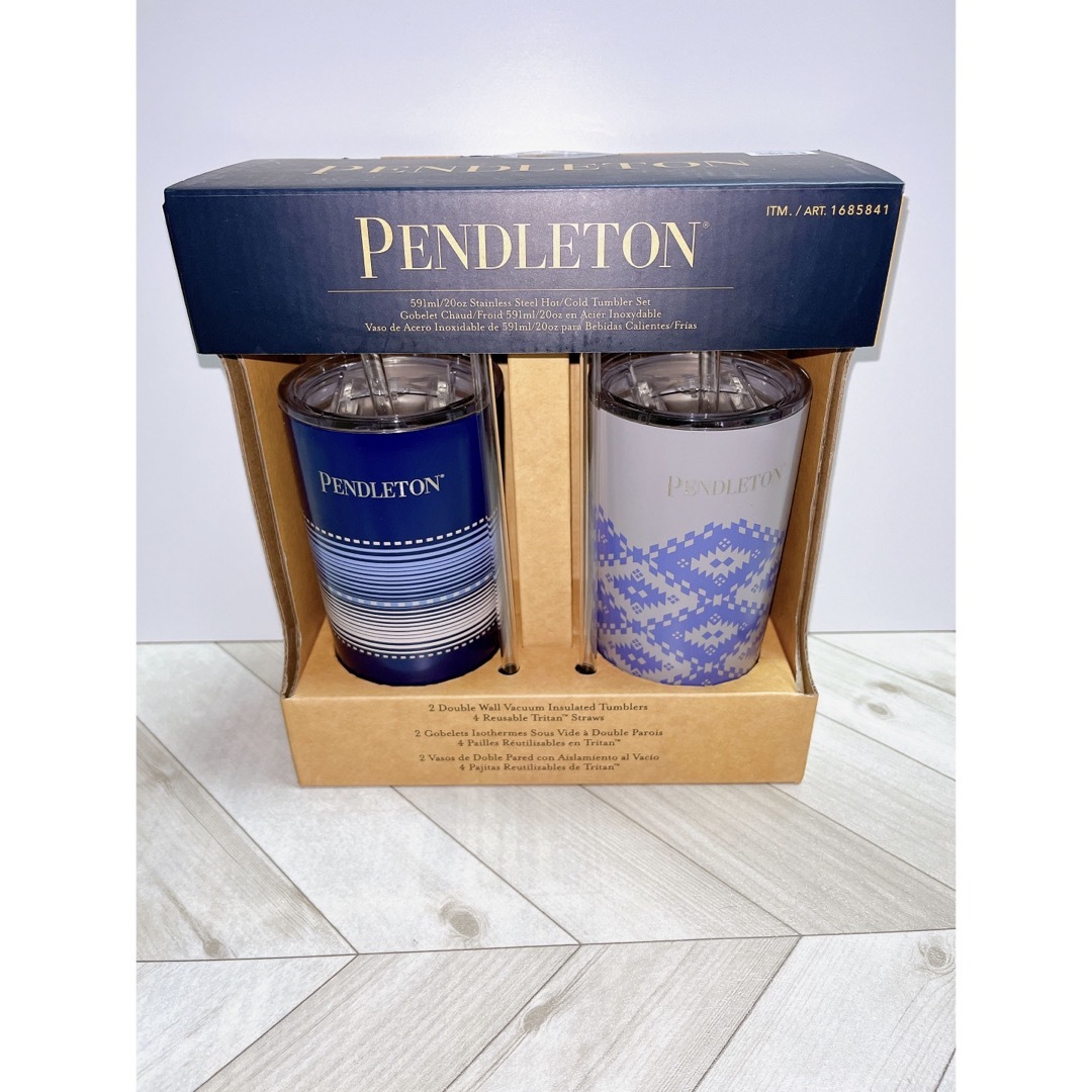 PENDLETON(ペンドルトン)のコストコ ペンドルトン タンブラー 2個入り ストロー4本入り ブルー系 インテリア/住まい/日用品のキッチン/食器(タンブラー)の商品写真