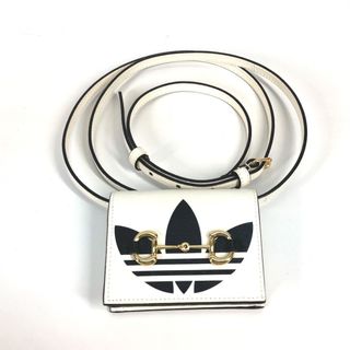 グッチ(Gucci)のグッチ GUCCI ホースビット 702248 adidas アディダス コラボ ショルダーバッグ 斜め掛け 2つ折り財布 レザー ホワイト 新品同様(財布)