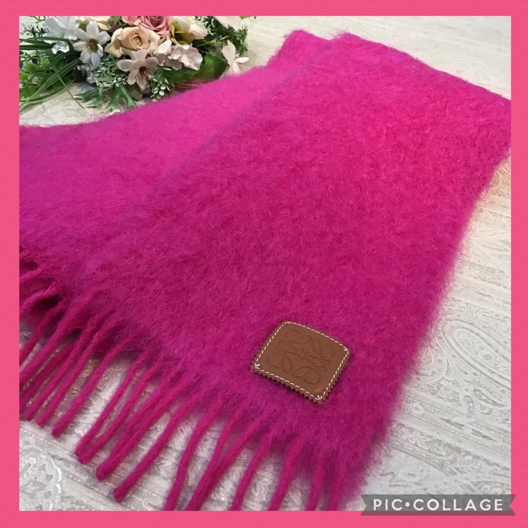 LOEWE(ロエベ)のLOEWE  ロエベ　マフラー　モヘヤ　ピンク レディースのファッション小物(マフラー/ショール)の商品写真