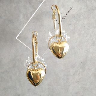 【no.203】Free+　ハンドメイド　アクセサリー　ゴールド　フープ　ピアス(ピアス)