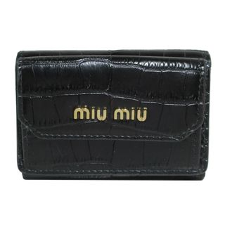 ミュウミュウ(miumiu)のミュウミュウ 三つ折り財布 クロコ調 5MH021 2B8G F0002(財布)