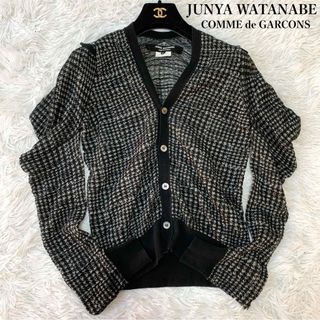 ジュンヤワタナベコムデギャルソン(JUNYA WATANABE COMME des GARCONS)の【極美品】ジュンヤワタナベ コムデギャルソン 千鳥柄変形カーディガン M シアー(カーディガン)