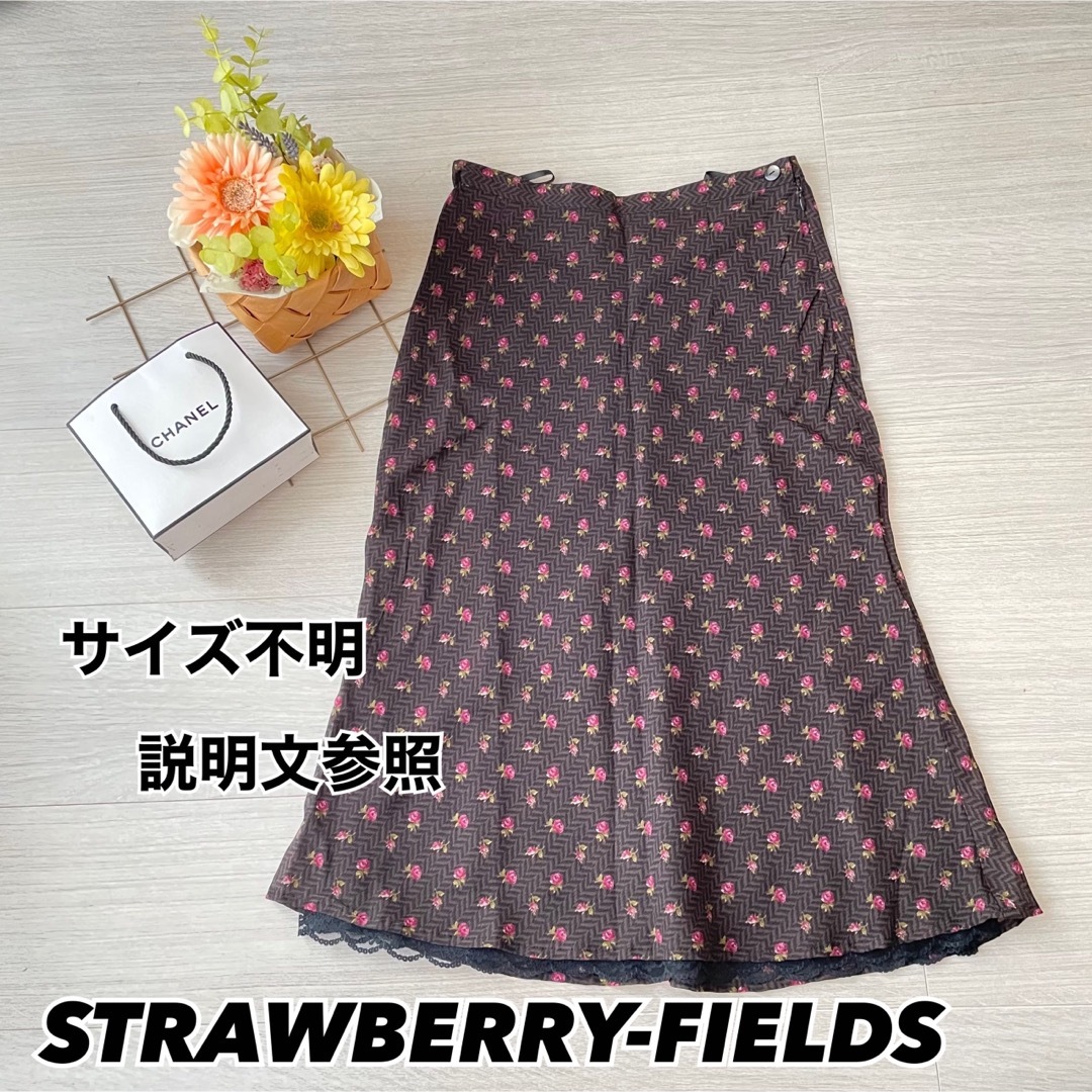 STRAWBERRY-FIELDS - 【美品】STRAWBERRY-FIELDS ブラウン バラ柄 花柄