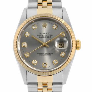 ロレックス(ROLEX)のロレックス デイトジャスト 10Pダイヤ 16233G グレー U番 メンズ 中古 腕時計(腕時計(アナログ))