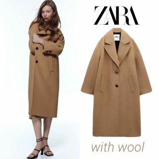 ザラ(ZARA)のZARA ウールブレンド オーバーサイズコート XS(ロングコート)