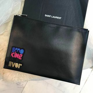 Saint Laurent - ★美品★サンローランパリ　クラッチバッグ　smoking forever　黒