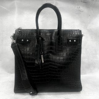 Saint Laurent - サンローラン ノースサウス サックドジュール バッグ クロコ型押し ブラック