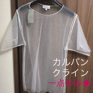 カルバンクライン(Calvin Klein)のラス1★新品未使用！カルバンクライン シンプル無地 シースルートップス ホワイト(Tシャツ(半袖/袖なし))