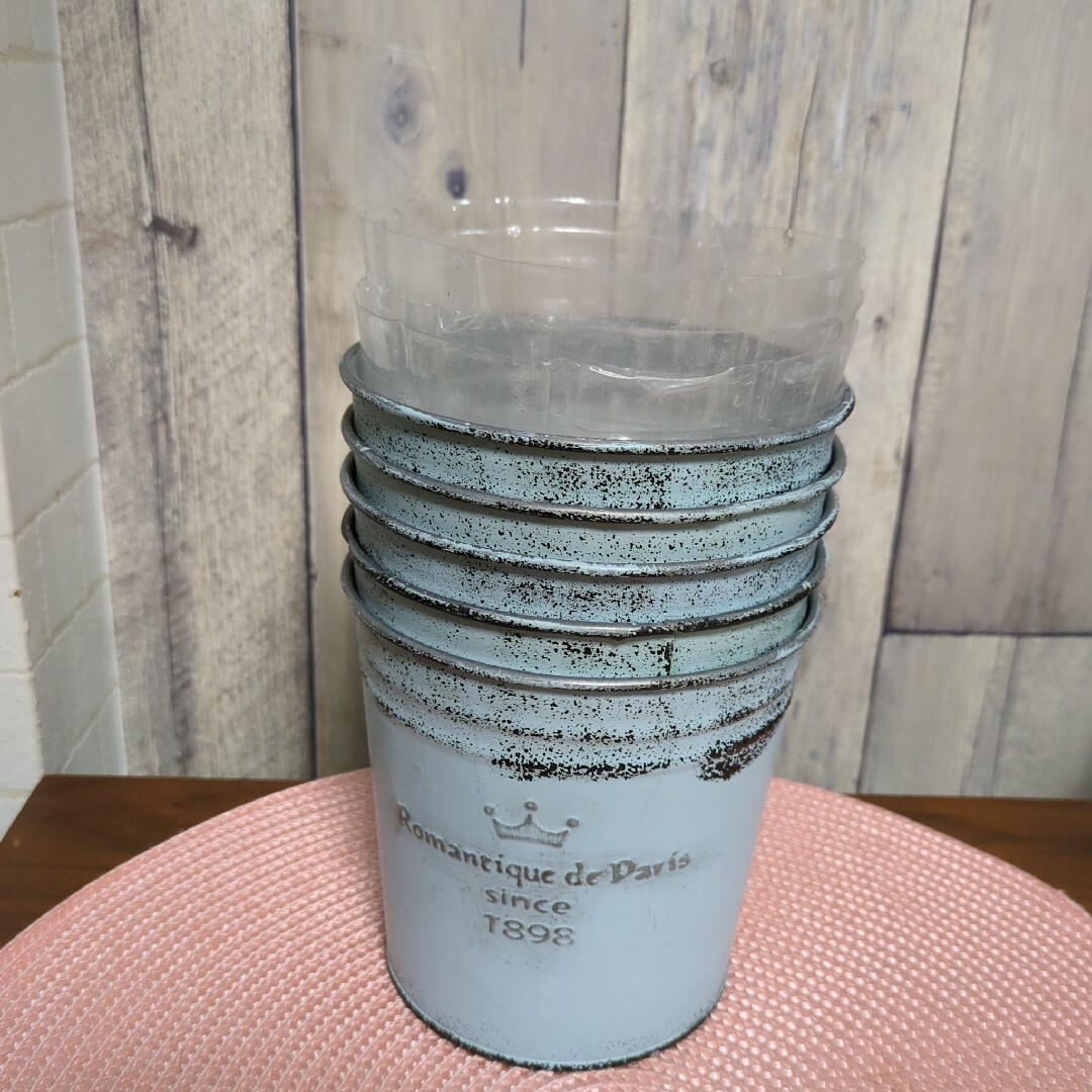 ブリキ缶 鉢カバー 5個セット ハンドメイドのフラワー/ガーデン(プランター)の商品写真