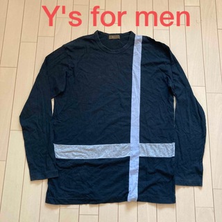 ヨウジヤマモト(Yohji Yamamoto)のY's for men ワイズフォーメン 黒×グレー ロンT カットソー(Tシャツ/カットソー(七分/長袖))