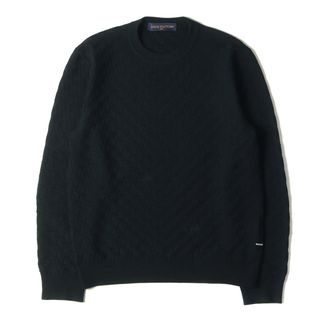 ルイヴィトン(LOUIS VUITTON)の美品 LOUIS VUITTON ルイヴィトン ニット サイズ:S 23AW ダミエ ブロック クルーネック ウール ニット セーター RM232Q VOR HJN40W ブラック 黒 イタリア製 トップス プルオーバー【メンズ】【中古】(ニット/セーター)