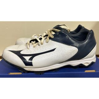 ミズノ(MIZUNO)の野球　スパイク 24.5 ミズノ 軟式　白✖️紺　セレクトナイン(シューズ)