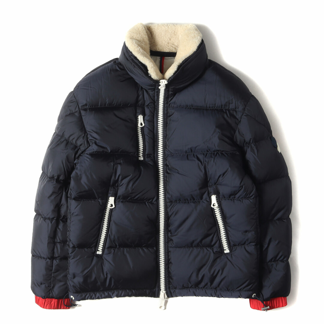 MONCLER(モンクレール)の美品 MONCLER モンクレール ダウン ジャケット サイズ:1 16AW ムートンカラー付き ハイネック ナイロン ダウンジャケット PESSAC B20914180725 53227 ペサック ネイビー 紺 アウター ブルゾン【メンズ】【中古】 メンズのジャケット/アウター(ダウンジャケット)の商品写真