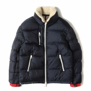 モンクレール(MONCLER)の美品 MONCLER モンクレール ダウン ジャケット サイズ:1 16AW ムートンカラー付き ハイネック ナイロン ダウンジャケット PESSAC B20914180725 53227 ペサック ネイビー 紺 アウター ブルゾン【メンズ】【中古】(ダウンジャケット)