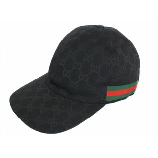 グッチ(Gucci)のGUCCI　グッチ　GGキャンバス キャップ　シェリーライン　200035　ブラック系　Lサイズ　59cm　メンズ　プレゼント包装可　ギフト　人気　定番　レディース【中古】松前R56号店(キャップ)