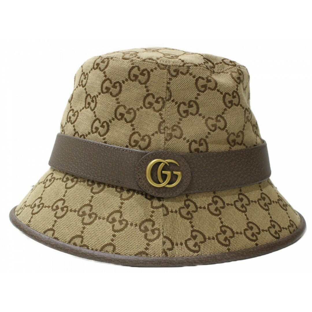 Gucci(グッチ)の【箱・布袋あり】GUCCI　グッチ　GGキャンバス　フェドラハット　576587　帽子　バケットハット　バケハ　Lサイズ　59cm　ベージュ×ブラウン　メンズ　レディース　ユニセックス　ギフト　プレゼント包装可【中古】松前R56号店 メンズの帽子(ハット)の商品写真