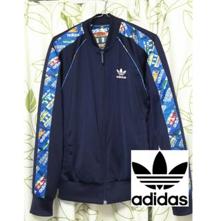 アディダス(adidas)のアディダス　リバーシブル　ネイビー　柄ジャケ　メンズMサイズ(ジャージ)