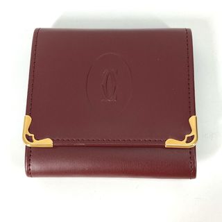 カルティエ(Cartier)のカルティエ CARTIER マストライン 小銭入れ 財布 コンパクトウォレット コインケース レザー ボルドー 美品(コインケース)