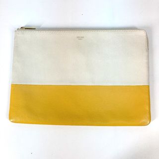 セリーヌ(celine)のセリーヌ CELINE バイカラー ポーチ クラッチバッグ レザー ホワイト×イエロー(クラッチバッグ)