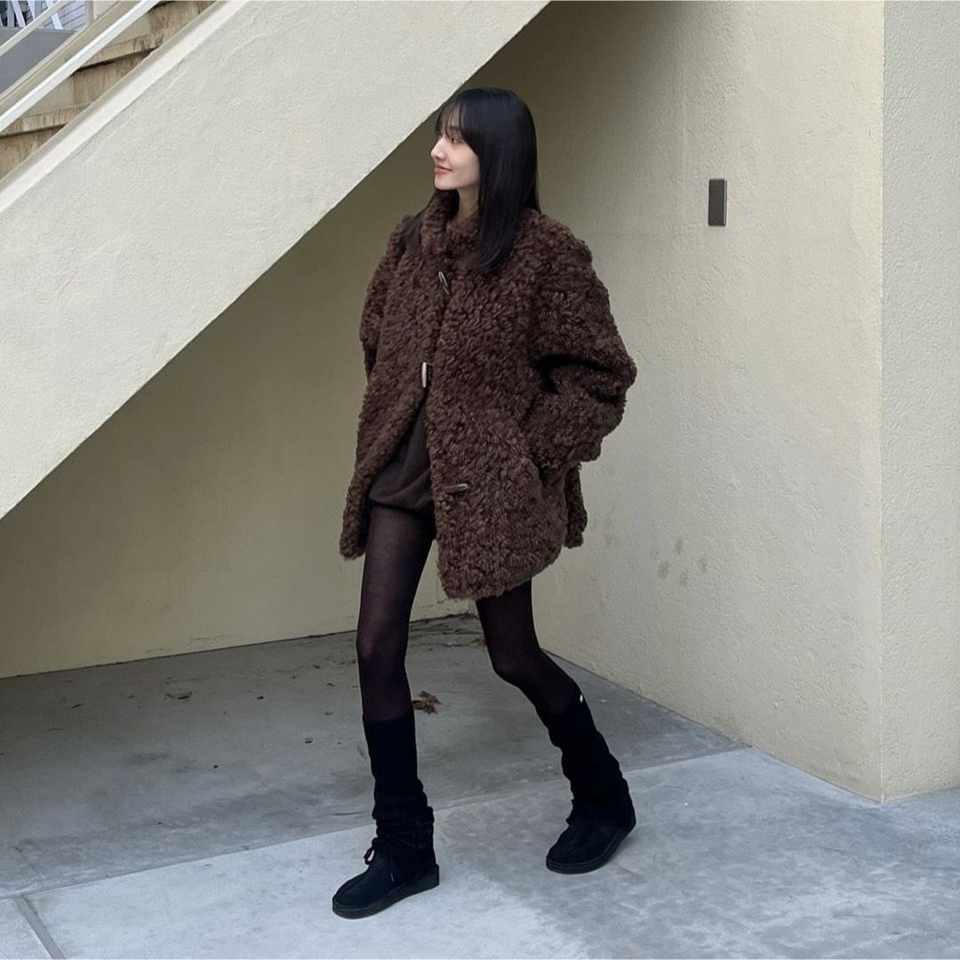 CLANE CURL FUR SHORT COAT ブラウン