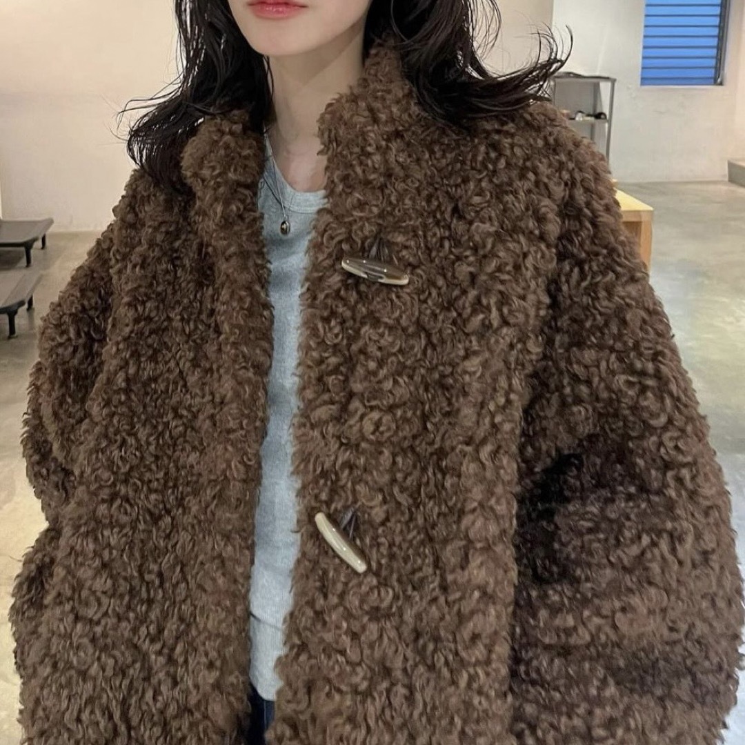 CLANE CURL FUR SHORT COAT ブラウン