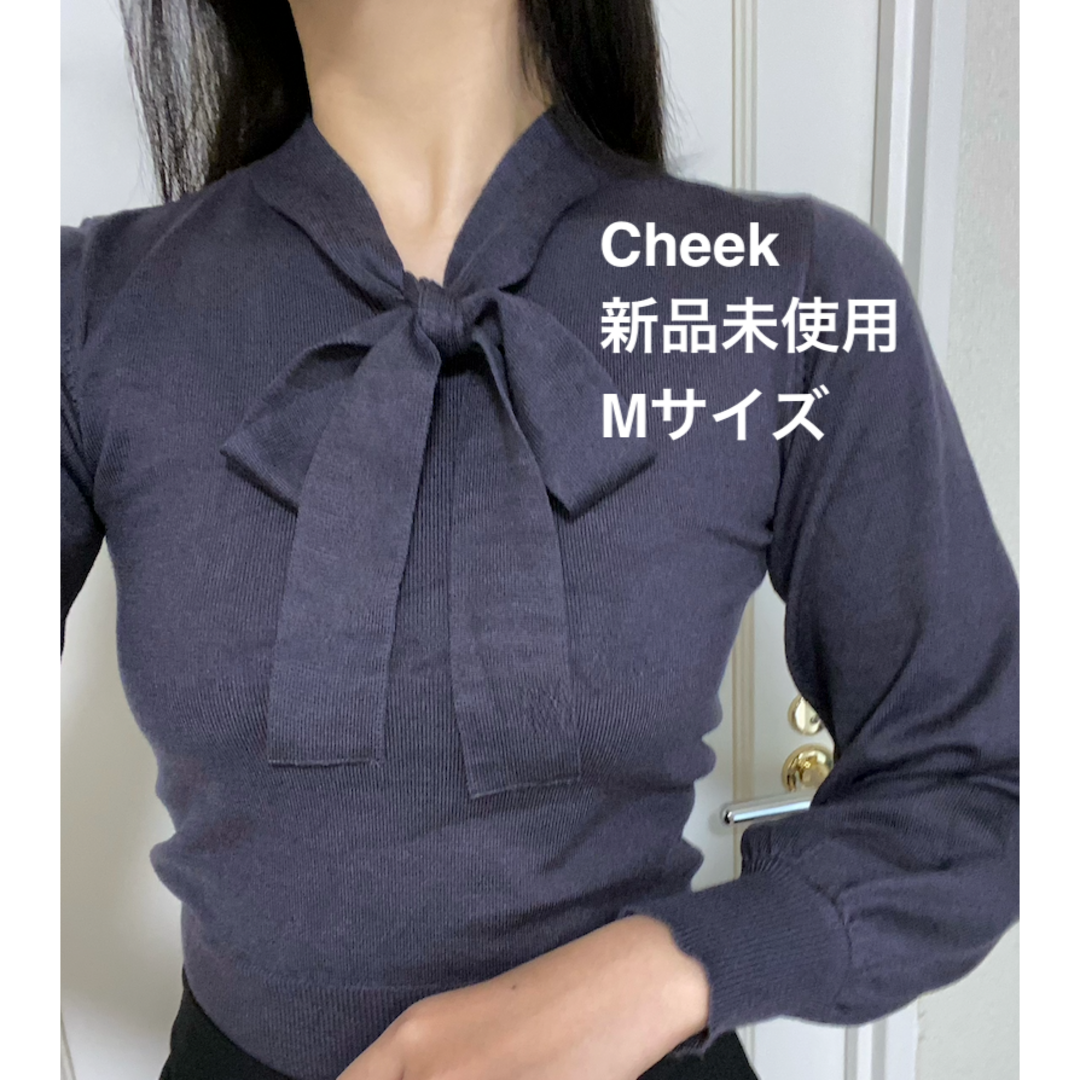 Cheek(チーク)の【新品】Cheek チーク ニット トップス セーター リボン グレー M レディースのトップス(ニット/セーター)の商品写真