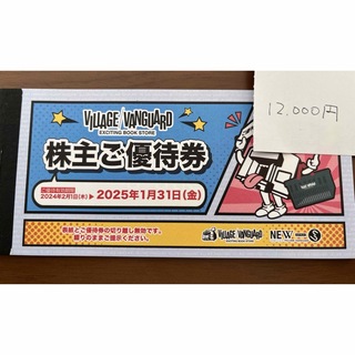 ヴィレッジヴァンガード  株主優待　12000円(ショッピング)