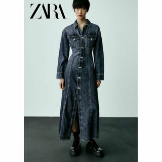 ザラ(ZARA)の10 ZARA TRF ロング デニム ワンピース S(ロングワンピース/マキシワンピース)