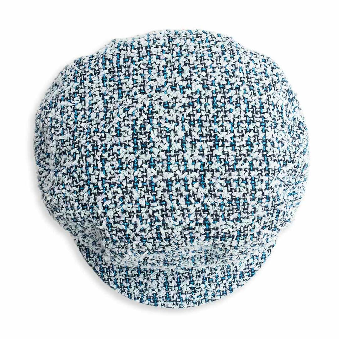 CHANEL(シャネル)のシャネル ココマーク キャップ キャスケット 帽子 Mサイズ ツイード ブルー 青 シルバー金具 CHANEL（未使用　展示品） レディースの帽子(キャスケット)の商品写真