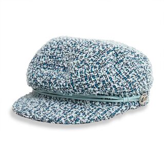 CHANEL - シャネル ココマーク キャップ キャスケット 帽子 Mサイズ ツイード ブルー 青 シルバー金具 CHANEL（未使用　展示品）