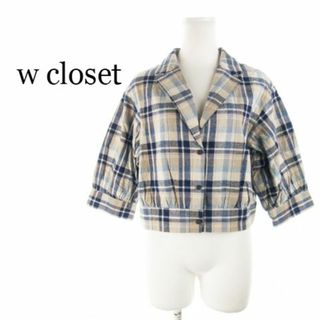 ダブルクローゼット(w closet)のw closet シャツ ブラウス 七分袖 麻 チェック 230330AH12A(シャツ/ブラウス(長袖/七分))