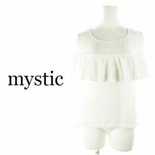 ミスティック(mystic)のミスティック ブラウス 半袖 麻混 透け感 ギャザー 白 230330AH14A(シャツ/ブラウス(半袖/袖なし))