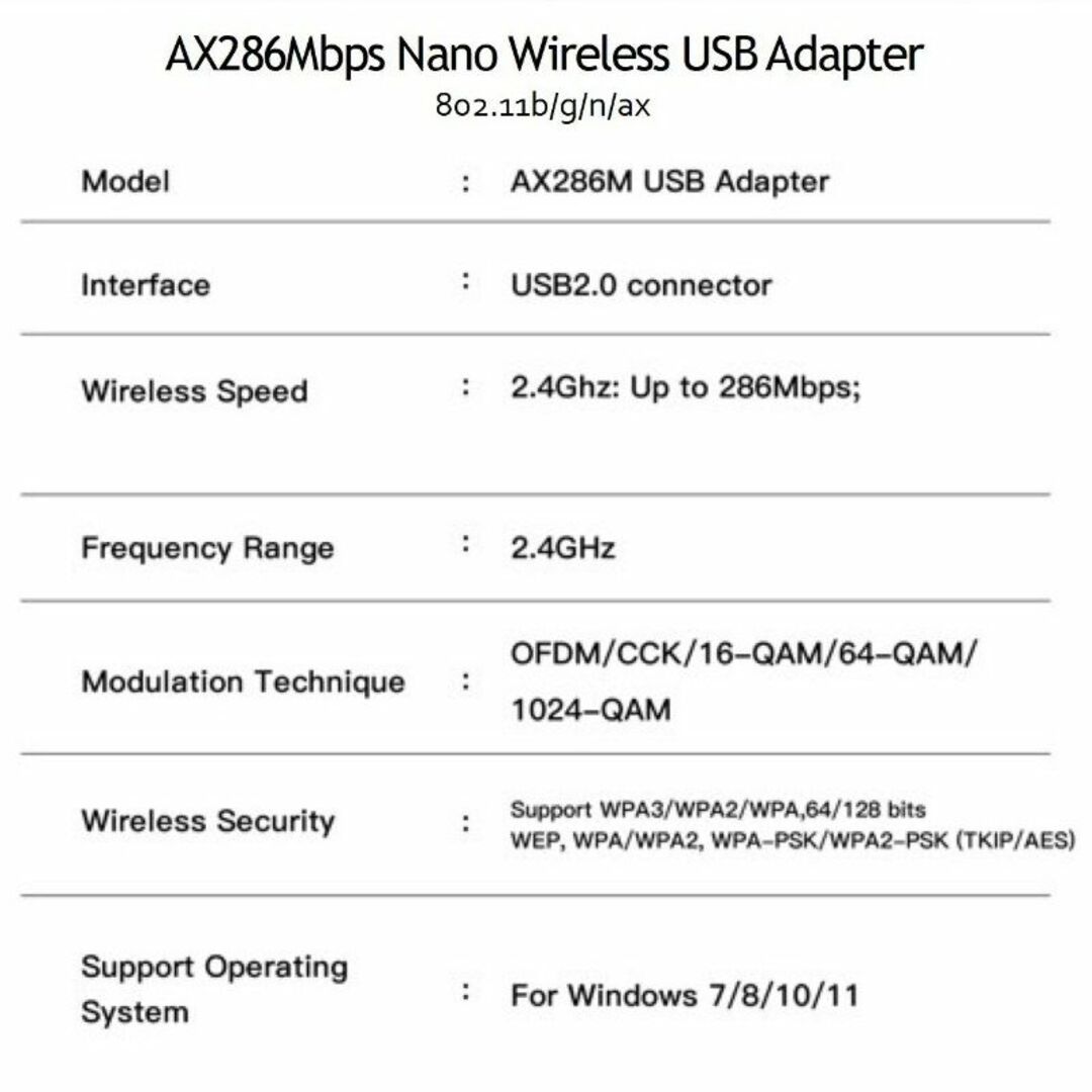 Buffalo(バッファロー)のWiFi6アダプタ 無線LAN子機 AX286 802.11ax USBドングル スマホ/家電/カメラのPC/タブレット(PC周辺機器)の商品写真