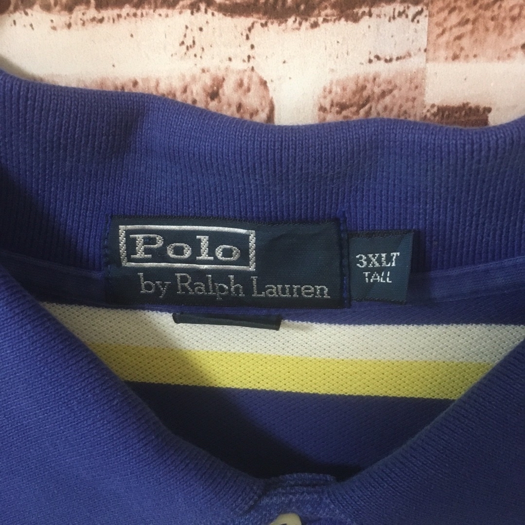 POLO RALPH LAUREN(ポロラルフローレン)の【3XLサイズ】ポロバイラルフローレン☆ロゴ刺繍　ボーダー　ポロシャツ　ゆるだぼ メンズのトップス(ポロシャツ)の商品写真