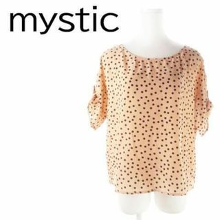 ミスティック(mystic)のミスティック 半袖ブラウス ロールアップ ドット ピンク 230330AO13A(シャツ/ブラウス(半袖/袖なし))