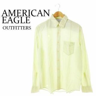 アメリカンイーグル(American Eagle)のアメリカンイーグル 薄手コットンシャツ ストライプ M 緑 230330CK3A(シャツ)