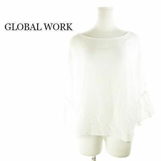 グローバルワーク(GLOBAL WORK)のグローバルワーク ブラウス ドルマン 五分袖 薄手 M 白 230331AH9A(シャツ/ブラウス(長袖/七分))