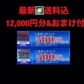 最新⭐️ノジマ 　12,000円分　来店ポイント　株主優待券　匿名配送(ショッピング)