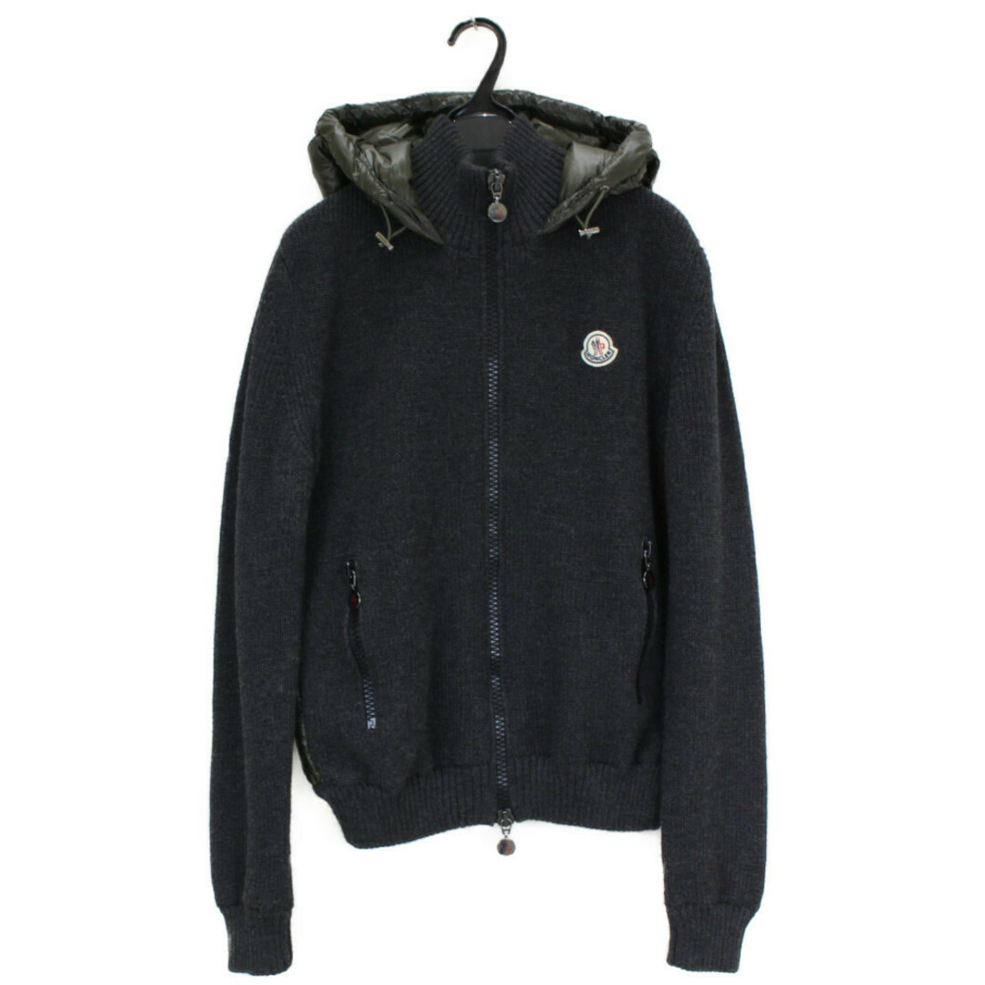 MONCLER(モンクレール)のMONCLER　モンクレール　MAGLIONE TRICOT CARDIGAN　カーディガン　ダウン　ニット　3209194369009411　グレー×カーキ　Sサイズ　メンズ　ギフト　プレゼント包装可【中古】松前R56号店 メンズのトップス(カーディガン)の商品写真