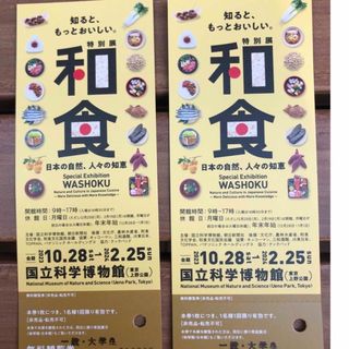 国立科学博物館　特別展　2枚　和食展(美術館/博物館)